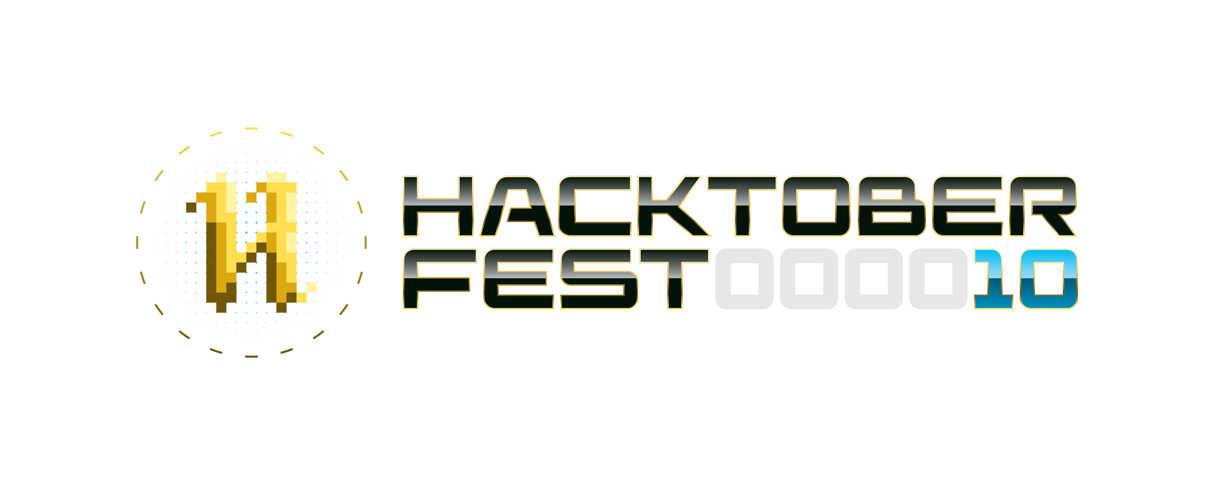 A colourful photo showing the Hacktoberfest logo